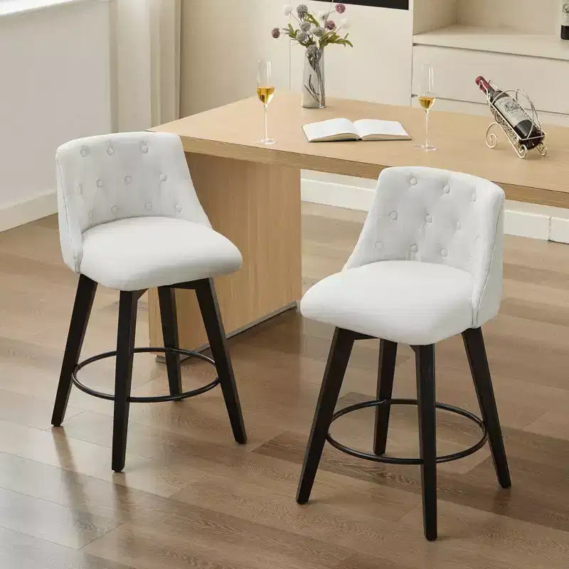 GDFStudio Sebastian 360 Swivel Modern Linen Upholstered Tufted Bar Stools (Set of 2)