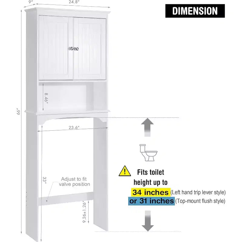 Dcolora Over The Toilet Cabinet for Bathroom Storage, Above Toilet Storage Cabinet with Doors
