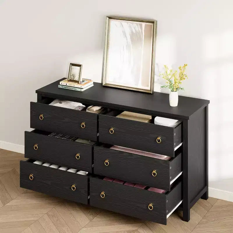Acekool 3-Drawer Dresser for Bedroom, Wide Clothes Storage Chest Cabinet, Black