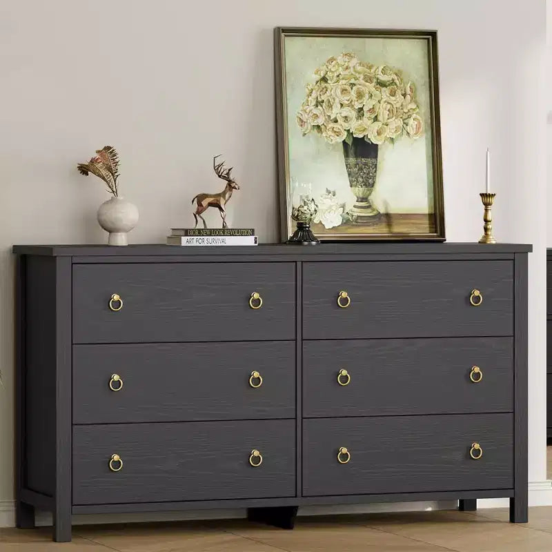 Acekool 3-Drawer Dresser for Bedroom, Wide Clothes Storage Chest Cabinet, Black