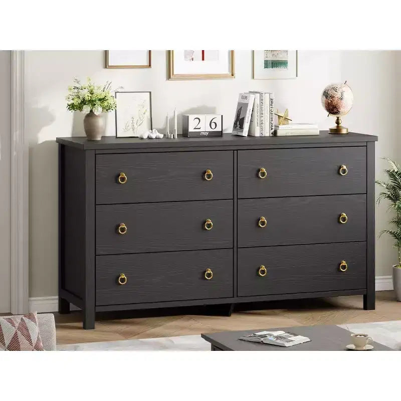 Acekool 3-Drawer Dresser for Bedroom, Wide Clothes Storage Chest Cabinet, Black