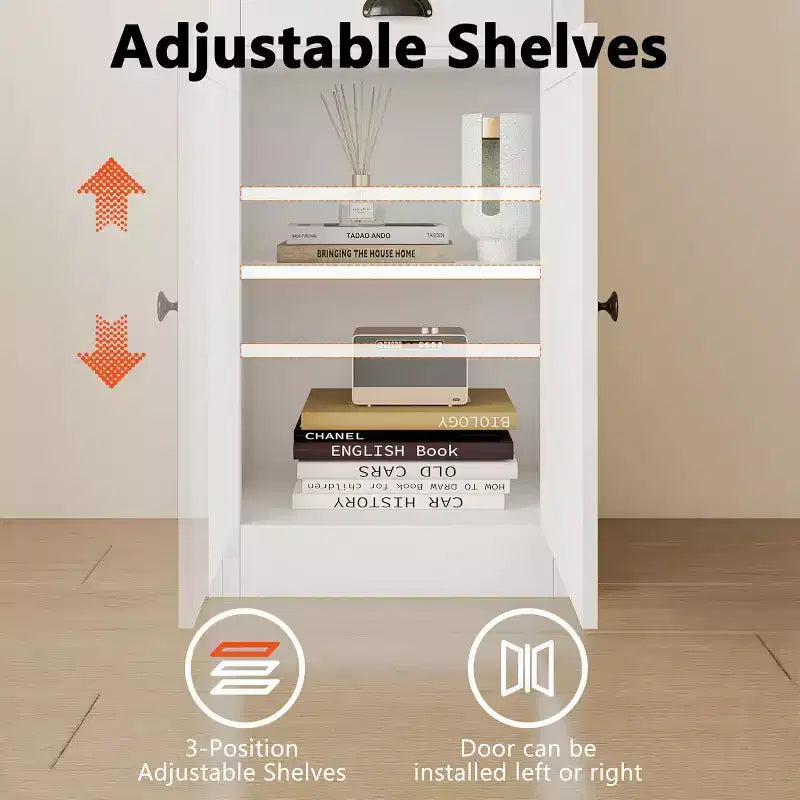 71-inch high bookcase with cabinet, three-tier bookshelf and large storage cabinet with adjustable shelves for living room, office, bedroom