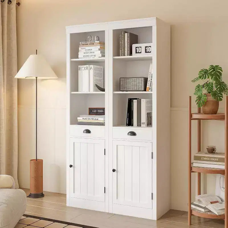 71-inch high bookcase with cabinet, three-tier bookshelf and large storage cabinet with adjustable shelves for living room, office, bedroom