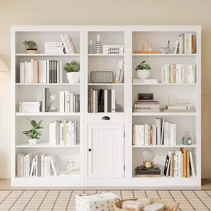 71-inch high bookcase with cabinet, three-tier bookshelf and large storage cabinet with adjustable shelves for living room, office, bedroom