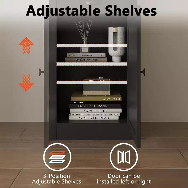 71-inch high bookcase with cabinet, three-tier bookshelf and large storage cabinet with adjustable shelves for living room, office, bedroom