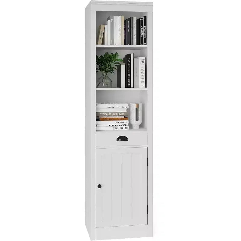 71-inch high bookcase with cabinet, three-tier bookshelf and large storage cabinet with adjustable shelves for living room, office, bedroom