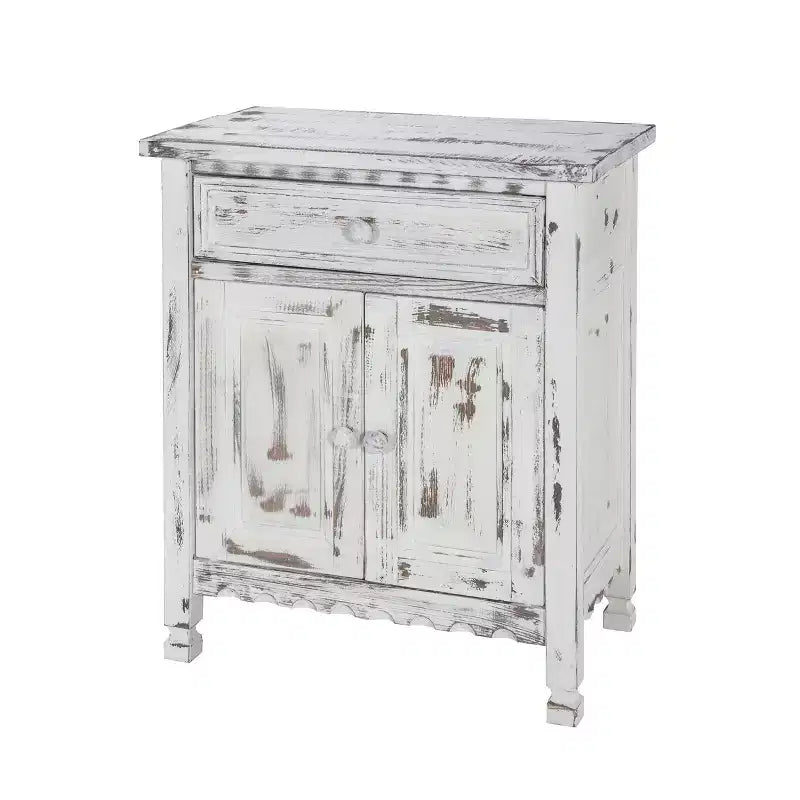 Alaterre Furniture Country Cottage Accent Cabinet, Sideboard Buffet Cabinet with Storage Drawer and Two Doors, Wood Entryway and Living Room Furniture