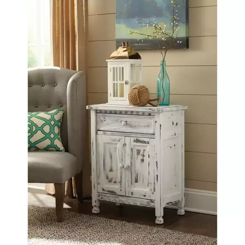 Alaterre Furniture Country Cottage Accent Cabinet, Sideboard Buffet Cabinet with Storage Drawer and Two Doors, Wood Entryway and Living Room Furniture