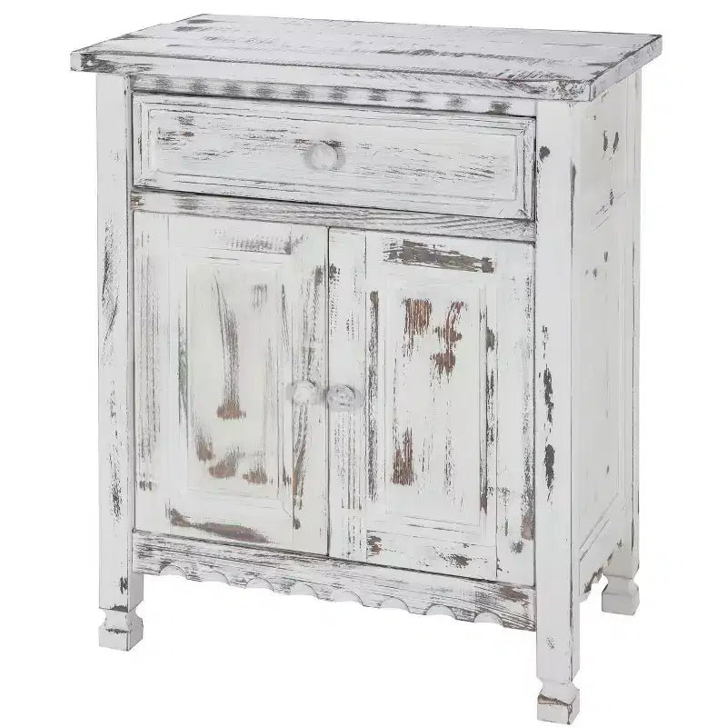 Alaterre Furniture Country Cottage Accent Cabinet, Sideboard Buffet Cabinet with Storage Drawer and Two Doors, Wood Entryway and Living Room Furniture