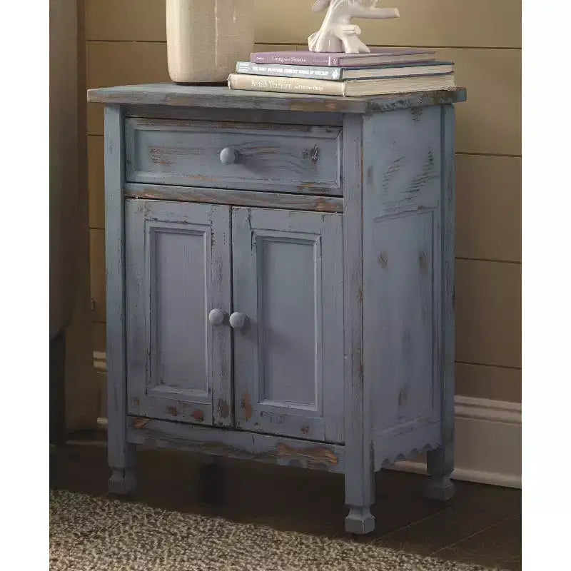 Alaterre Furniture Country Cottage Accent Cabinet, Sideboard Buffet Cabinet with Storage Drawer and Two Doors, Wood Entryway and Living Room Furniture