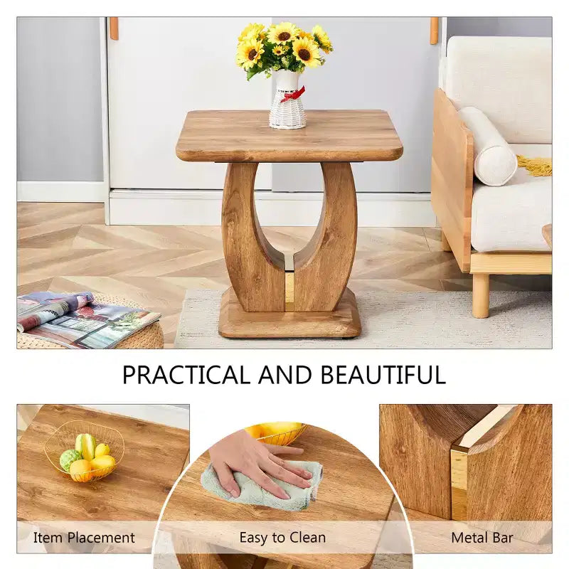 GDFStudio Ronan Rustic Wooden Square Accent Table