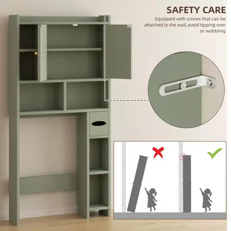 Celebalcony Over The Toilet Storage Cabinet with Barn Doors & Toilet Paper Holder for Bathroom Space Saver, Adjustable Shelf and Anti-Tip Device