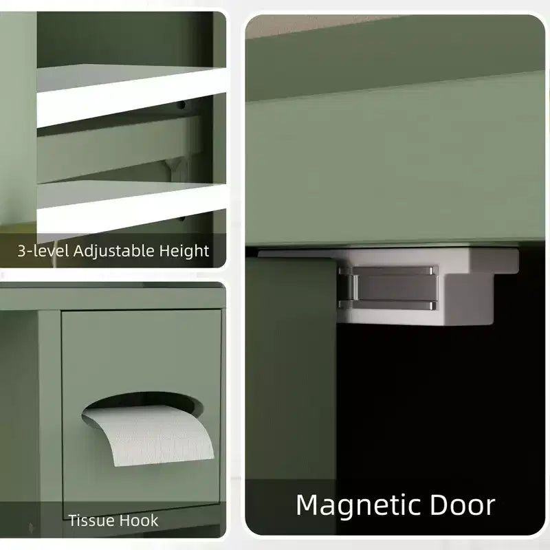 Celebalcony Over The Toilet Storage Cabinet with Barn Doors & Toilet Paper Holder for Bathroom Space Saver, Adjustable Shelf and Anti-Tip Device