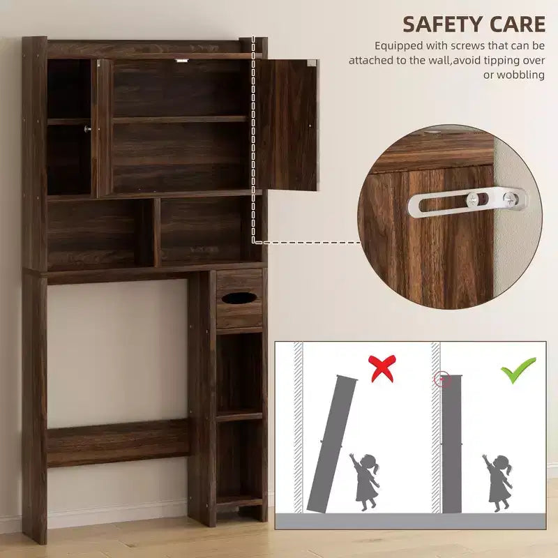 Celebalcony Over The Toilet Storage Cabinet with Barn Doors & Toilet Paper Holder for Bathroom Space Saver, Adjustable Shelf and Anti-Tip Device
