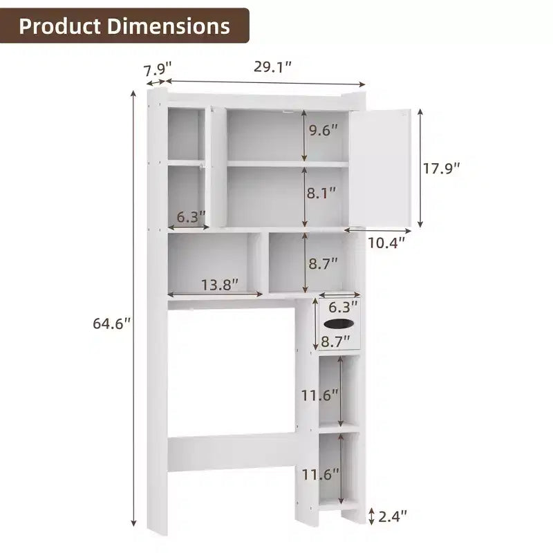 Celebalcony Over The Toilet Storage Cabinet with Barn Doors & Toilet Paper Holder for Bathroom Space Saver, Adjustable Shelf and Anti-Tip Device