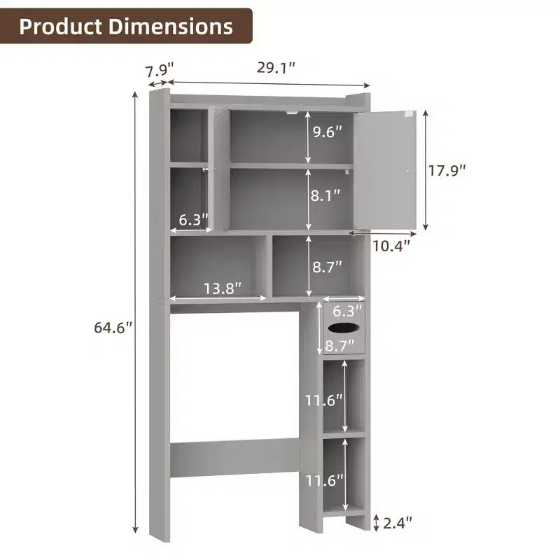 Celebalcony Over The Toilet Storage Cabinet with Barn Doors & Toilet Paper Holder for Bathroom Space Saver, Adjustable Shelf and Anti-Tip Device
