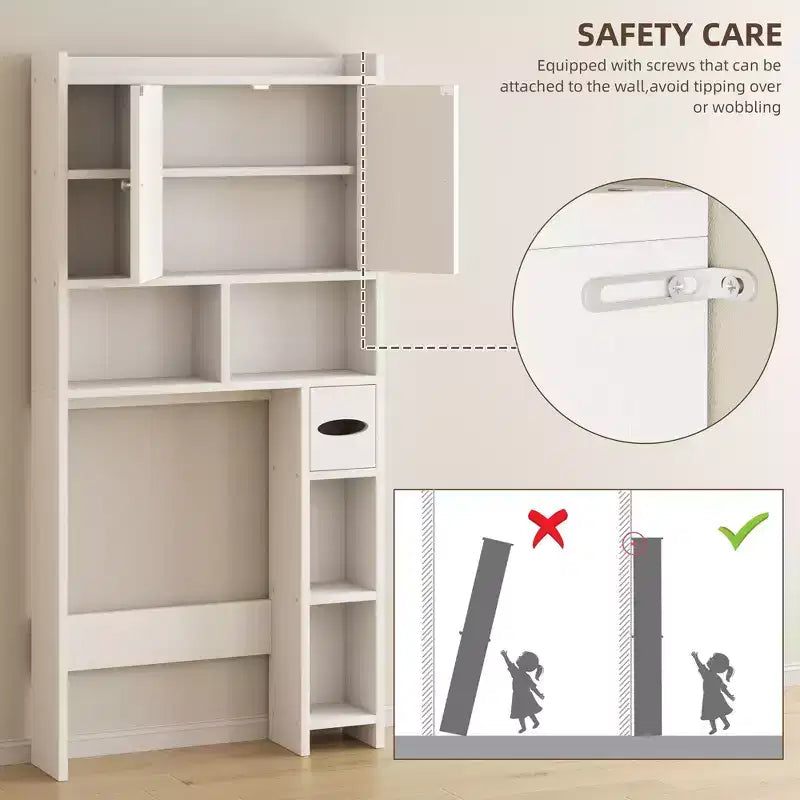 Celebalcony Over The Toilet Storage Cabinet with Barn Doors & Toilet Paper Holder for Bathroom Space Saver, Adjustable Shelf and Anti-Tip Device