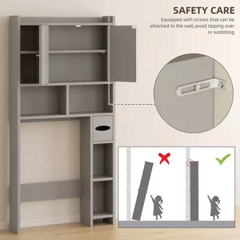 Celebalcony Over The Toilet Storage Cabinet with Barn Doors & Toilet Paper Holder for Bathroom Space Saver, Adjustable Shelf and Anti-Tip Device