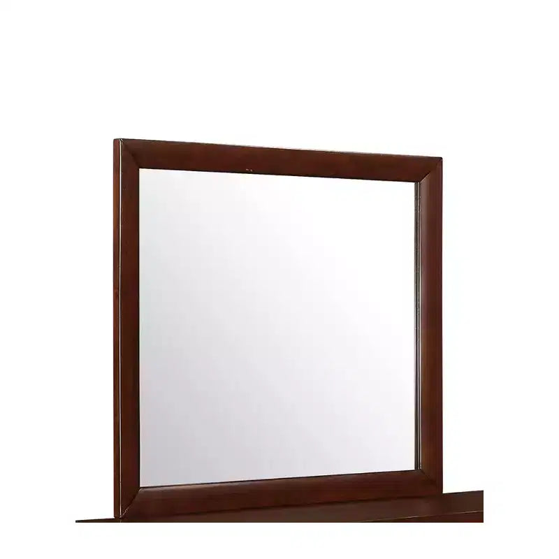 HomeStock Sleek Merlot Mirror with Polished Wood Frame Contemporary Bedroom Mirror for Dressers