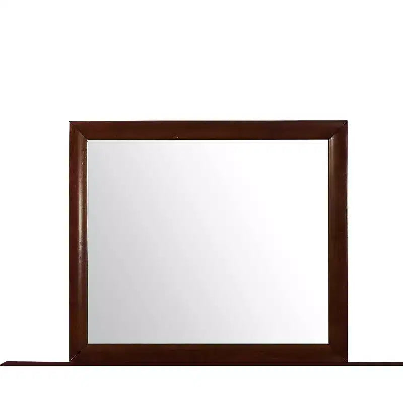 HomeStock Sleek Merlot Mirror with Polished Wood Frame Contemporary Bedroom Mirror for Dressers