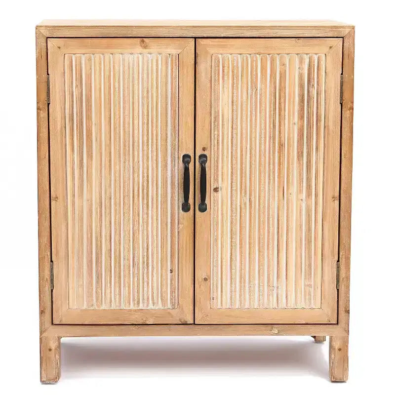 HomeStock Natural Wood 2-Door Storage Cabinet