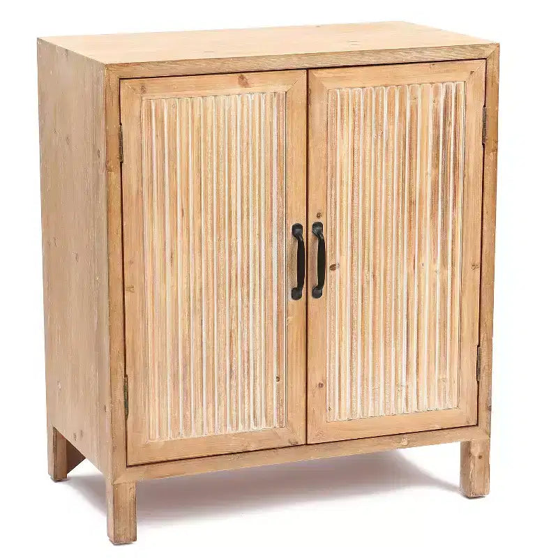 HomeStock Natural Wood 2-Door Storage Cabinet