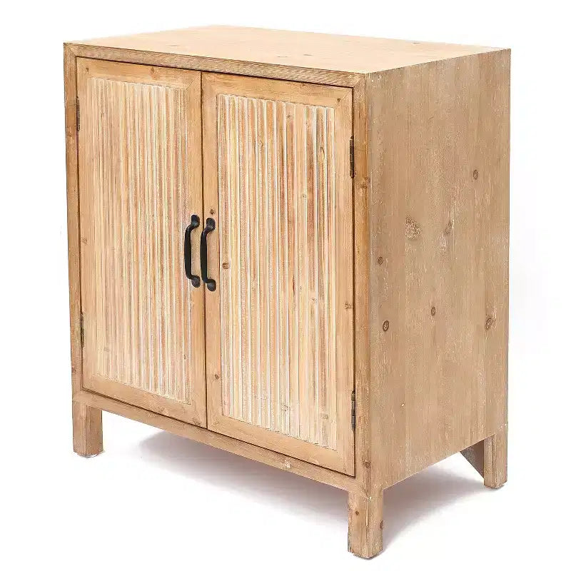 HomeStock Natural Wood 2-Door Storage Cabinet