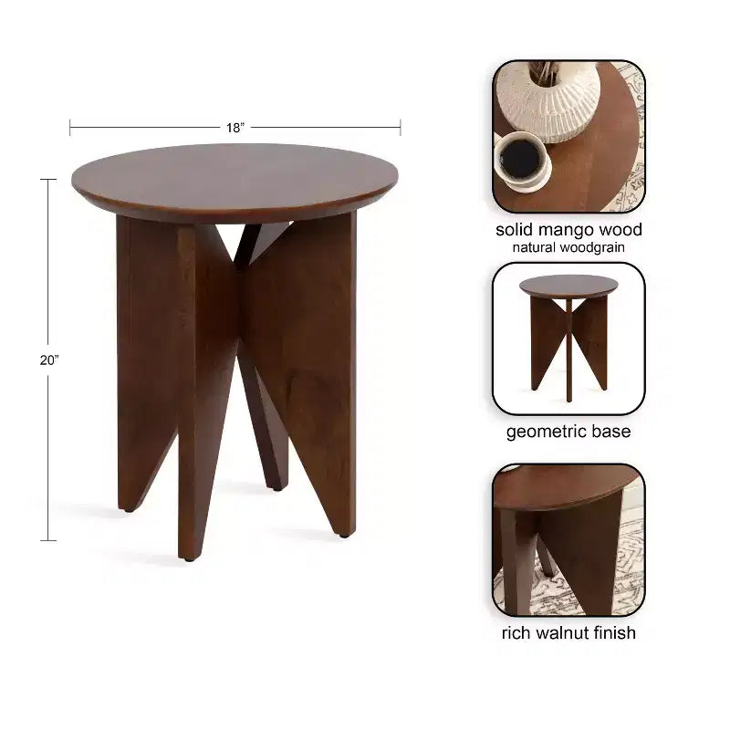 Kate and Laurel Faiza Wood Side Table