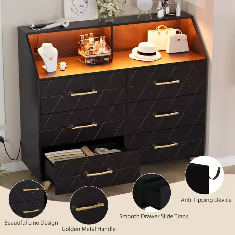 6-Drawer Dresser, Modern Wooden Bedroom Chest of Drawers With Storage Drawers, Farmhouse Style TV Stand for Living Room, Bedroom, Hallway
