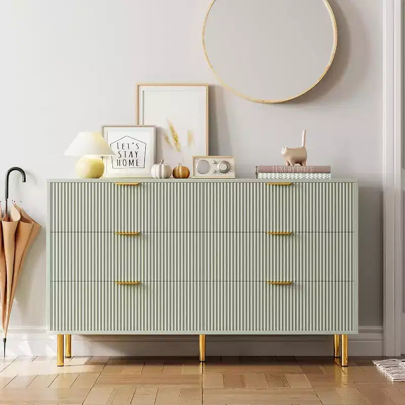 6-Drawer Dresser, Modern Wooden Bedroom Chest of Drawers With Storage Drawers, Farmhouse Style TV Stand for Living Room, Bedroom, Hallway