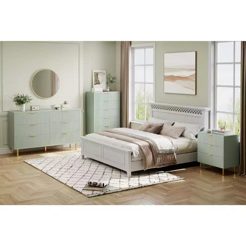 6-Drawer Dresser, Modern Wooden Bedroom Chest of Drawers With Storage Drawers, Farmhouse Style TV Stand for Living Room, Bedroom, Hallway