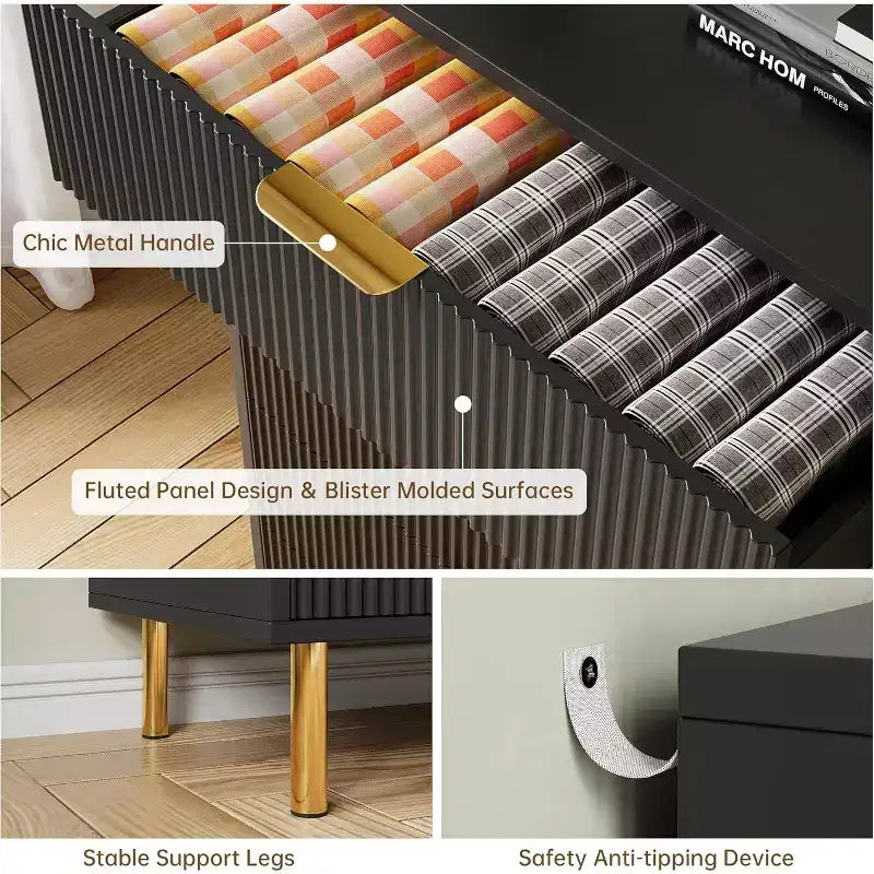 6-Drawer Dresser, Modern Wooden Bedroom Chest of Drawers With Storage Drawers, Farmhouse Style TV Stand for Living Room, Bedroom, Hallway