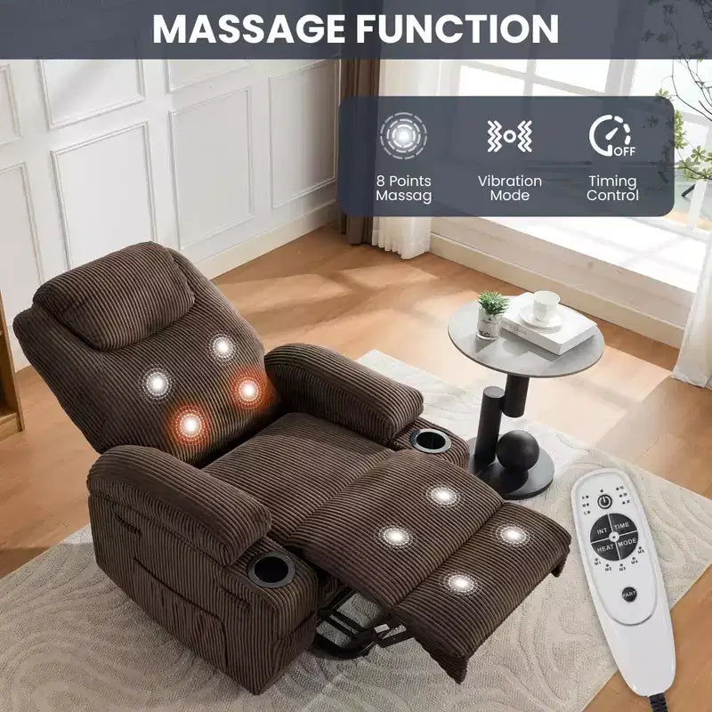 Electric Power Lift Recliner Chair for Elderly with Massage and Heat, Power Lift Reclining Sofa for Living Room, High-Density Rebound Sponge