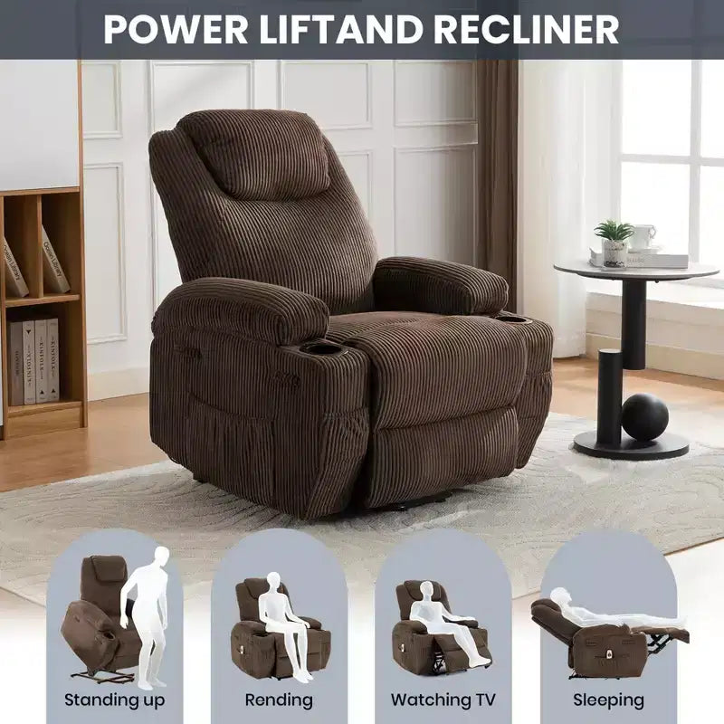 Electric Power Lift Recliner Chair for Elderly with Massage and Heat, Power Lift Reclining Sofa for Living Room, High-Density Rebound Sponge