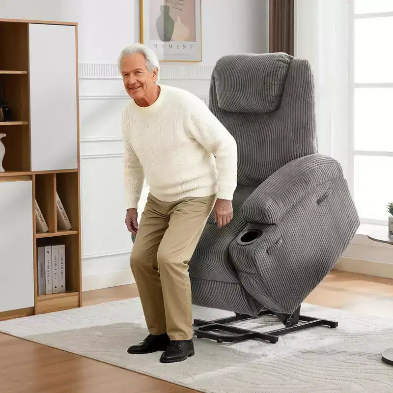 Electric Power Lift Recliner Chair for Elderly with Massage and Heat, Power Lift Reclining Sofa for Living Room, High-Density Rebound Sponge