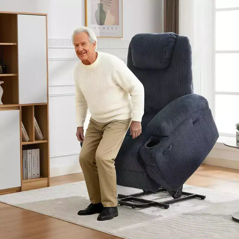 Electric Power Lift Recliner Chair for Elderly with Massage and Heat, Power Lift Reclining Sofa for Living Room, High-Density Rebound Sponge