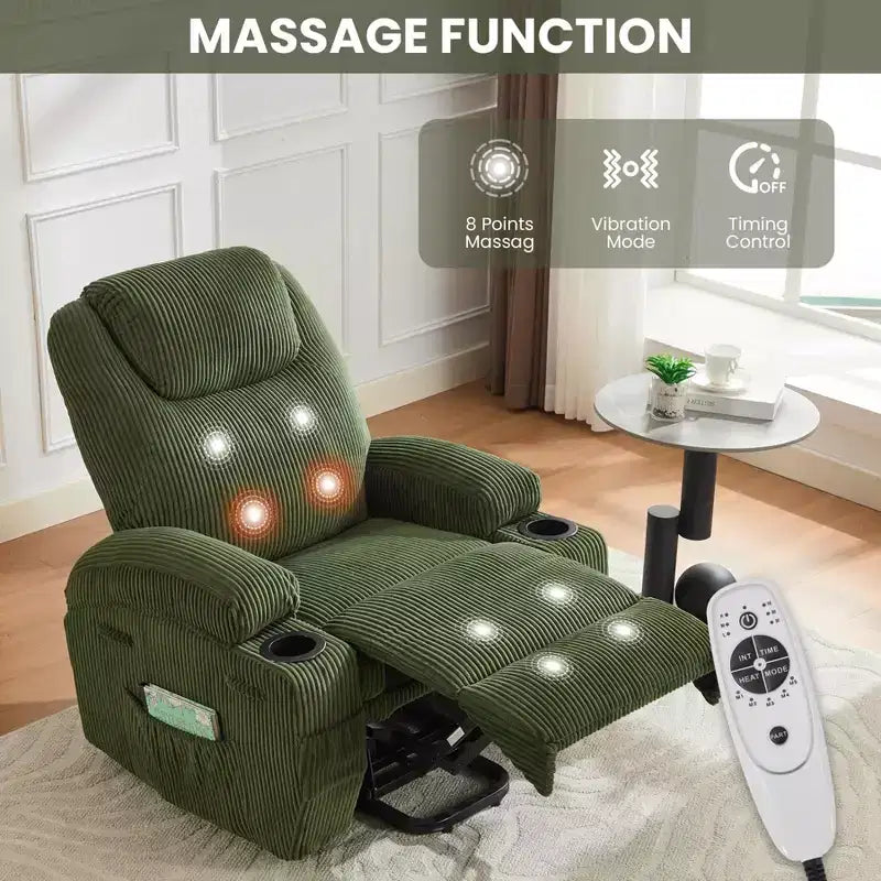 Electric Power Lift Recliner Chair for Elderly with Massage and Heat, Power Lift Reclining Sofa for Living Room, High-Density Rebound Sponge