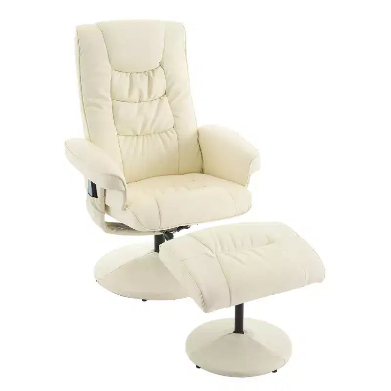 360 Swivel Recliner Massage Lounge Chair Accent Chair with Footstool, 5-Point Vibration, Seat Heating & Adjustable Backrest - ModernLuxe