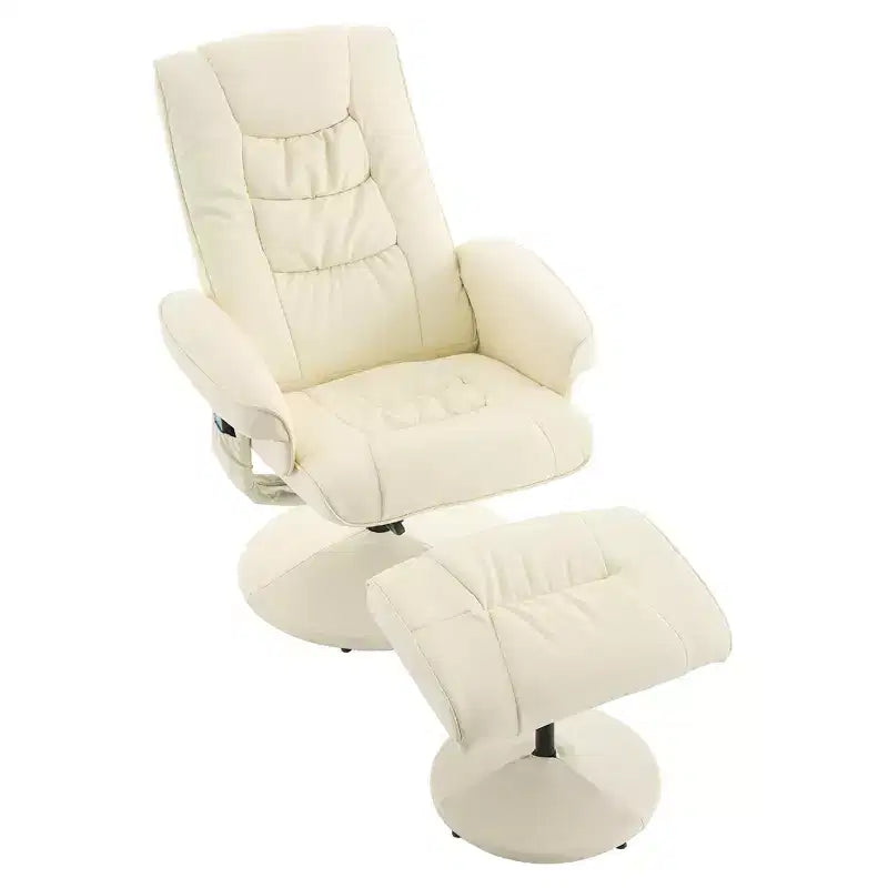 360 Swivel Recliner Massage Lounge Chair Accent Chair with Footstool, 5-Point Vibration, Seat Heating & Adjustable Backrest - ModernLuxe