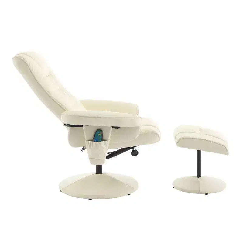 360 Swivel Recliner Massage Lounge Chair Accent Chair with Footstool, 5-Point Vibration, Seat Heating & Adjustable Backrest - ModernLuxe
