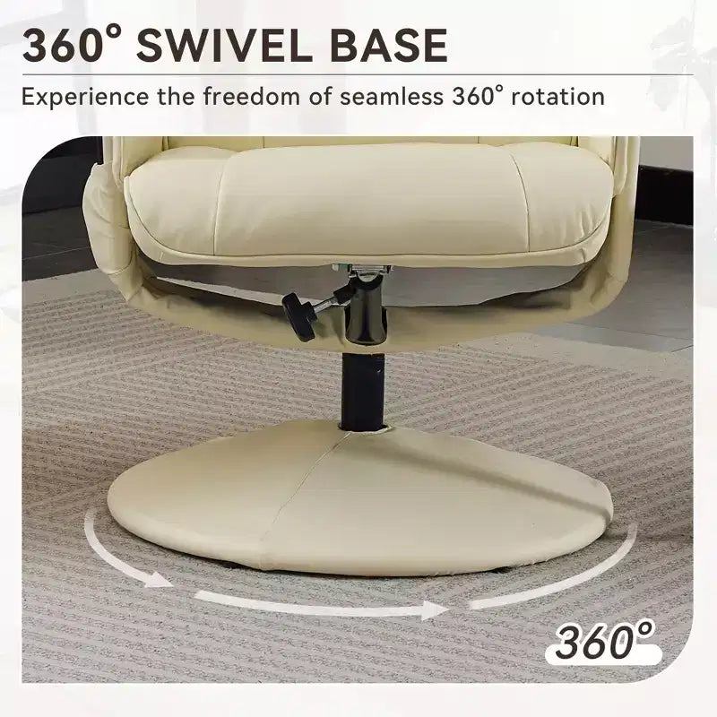 360 Swivel Recliner Massage Lounge Chair Accent Chair with Footstool, 5-Point Vibration, Seat Heating & Adjustable Backrest - ModernLuxe
