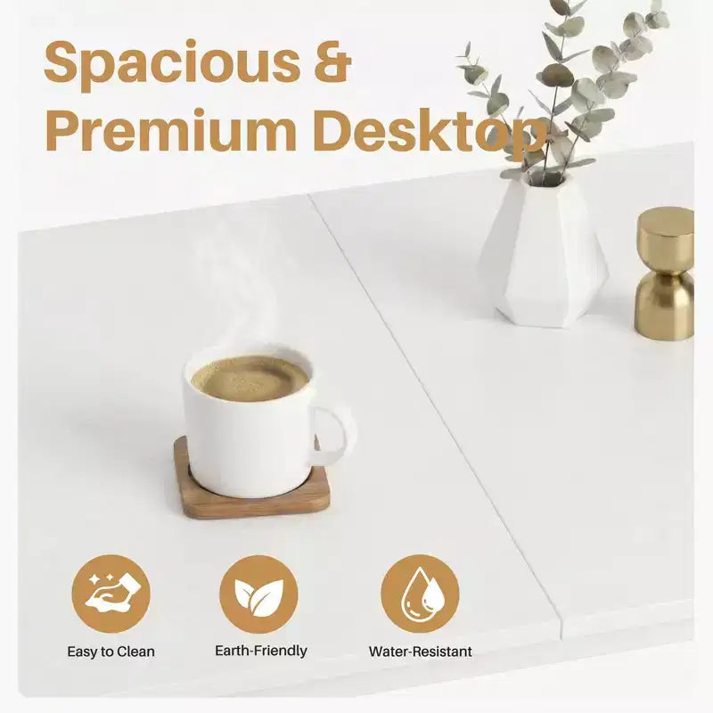 JIONJOY 40x20 Computer Desk with 2-Tier Drawers & Headphone Hook - Sturdy Particleboard & Metal Frame