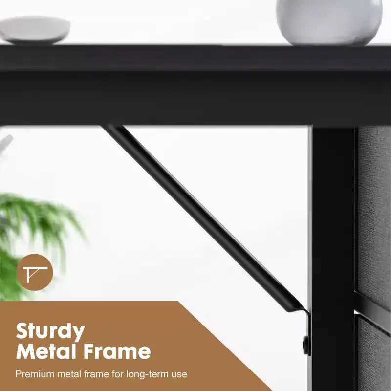 JIONJOY 40x20 Computer Desk with 2-Tier Drawers & Headphone Hook - Sturdy Particleboard & Metal Frame
