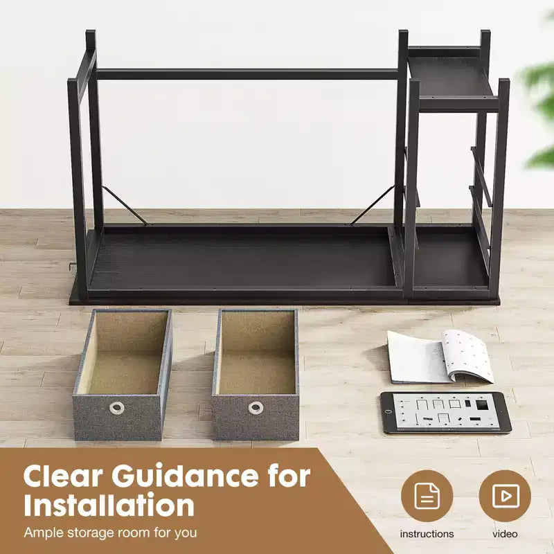 JIONJOY 40x20 Computer Desk with 2-Tier Drawers & Headphone Hook - Sturdy Particleboard & Metal Frame