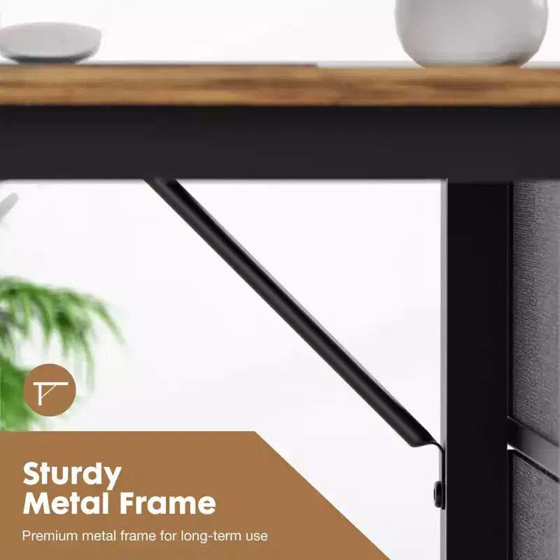 JIONJOY 40x20 Computer Desk with 2-Tier Drawers & Headphone Hook - Sturdy Particleboard & Metal Frame