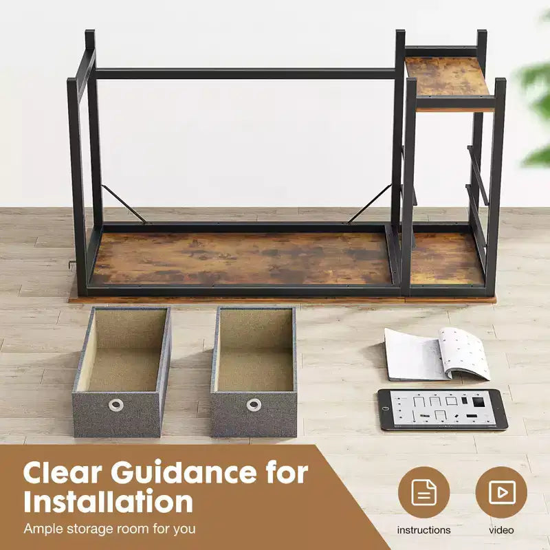 JIONJOY 40x20 Computer Desk with 2-Tier Drawers & Headphone Hook - Sturdy Particleboard & Metal Frame