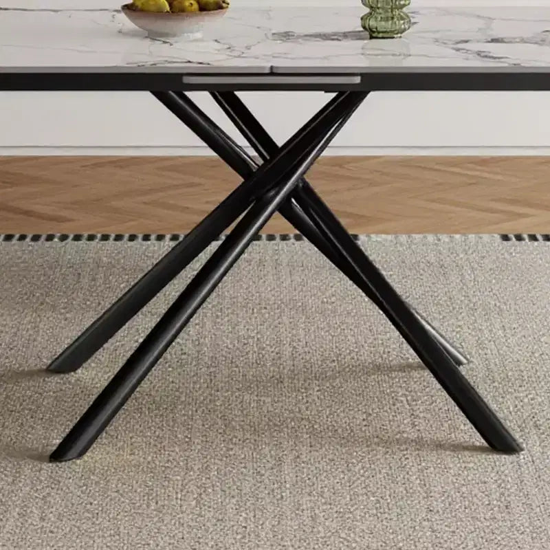Okak 59IN Modern Expandable Dining Table with Retractable Leaf, Folding Table with Criss-Cross Legs, Kitchen Table for 4-6 Person