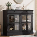 35 Sideboard Buffet Cabinets w/Glass Door & 2 Storage Drawers, Kitchen Storage Cabinet, Modern Buffets & Sideboards for Dining Room, Living Room