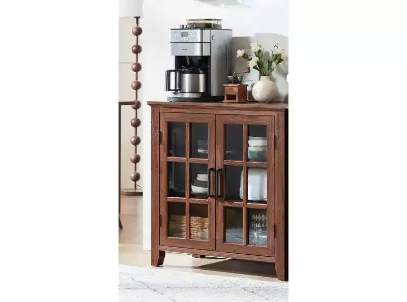 35 Sideboard Buffet Cabinets w/Glass Door & 2 Storage Drawers, Kitchen Storage Cabinet, Modern Buffets & Sideboards for Dining Room, Living Room