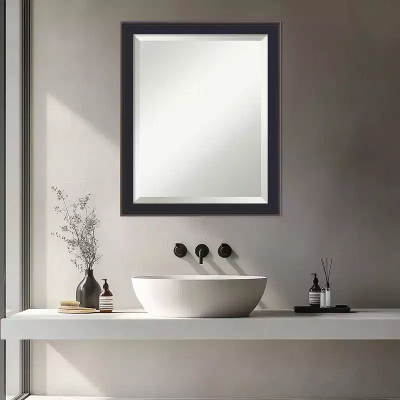 Amanti Art Havana Black Bronze Beveled Framed Bathroom Vanity Wall Mirror